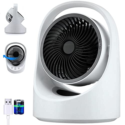 Ventilador de mesa silencioso / Táctil / con carga USB / de Escritorio, Oficina, Hogar, para dormir / Potente / oscilante 120 grados / luz nortuna Led