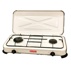 ROMO. Hornillo a Gas Portátil con Tapa. Encendido Manual y 2-3 Quemadores. Carcasa de Metal Esmaltada (2 Quemadores) en oferta