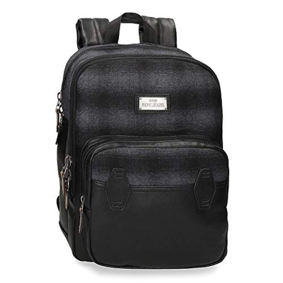 Pepe Jeans Scotch Mochila para Portátil 13,3" Negro 27x36x12 cms Poliéster y PU 11.66L