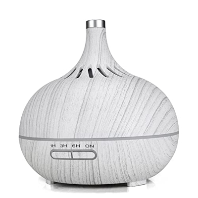 FUNNYBSG Humidificador, Humidificador de aromaterapia de Grano de Madera Blanca Difusores de 400ML Humidificador de Aroma de Aire Nebulizador eléctric