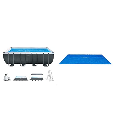 Intex 26356NP - Piscina Desmontable Rectangular Ultra XTR Frame INTEX 549x274x132 + depuradora + Cobertor Solar para Piscinas rectangulares INTEX