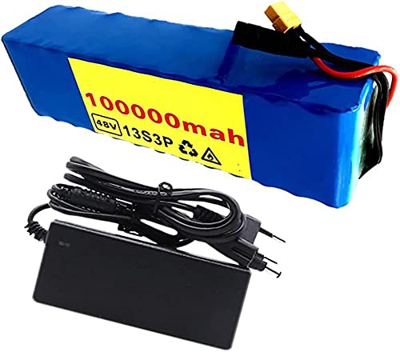 stdpcxz 48V 100000Mah 1000W Batería De Alta Potencia, 13S3P Li-Ion Batería E-Bike para Monociclo Eléctrico De Auto Equilibrio Scooter, con BMS + Carga
