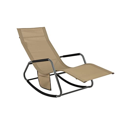 SoBuy OGS47-KA Tumbona, Mecedora con Bolsillo Lateral, Estructura de Hierro, Malla Transpirable Teslin, cómodo, soporta hasta 120 kg ES