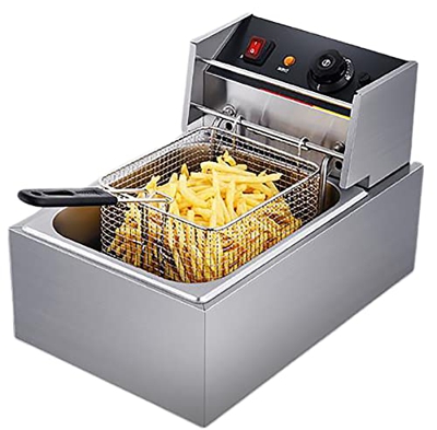 INTHEL Freidora eléctrica Profunda con Cesta de Tapa, freidora Grande de Acero Inoxidable, fácil de Limpiar y Control de Temperatura Ajustable