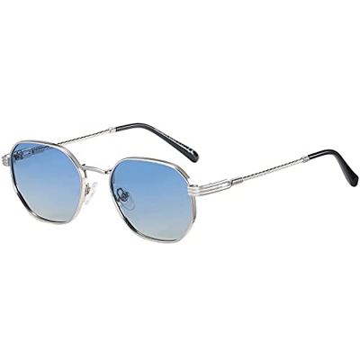H HELMUT JUST Gafas de Sol para Mujer y Hombre Hexagonales Polarizadas Lentes Pequeñas Retro