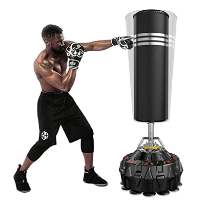 YOLEO Saco Boxeo de Pie para Adultos, 178cm Saco de Arena para Adultos MMA Karate Fitness Kickboxing, Resortes Amortiguador, Rellenable de Arena 80kg 