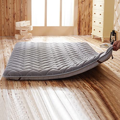V&U Malla Transpirable 4d Colchón De Piso,Color Sólido Thicken Plegable Colchones,Confort Portátil Alfombra De Suelo para Dormir para Un Sueño Fresco 