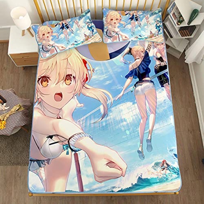 ACOSDARY Impacto de Genshin: jean gunnhildr lumine éter Voleibol de playa Colchón, Microfibras de impresión 3D Alfombrilla de seda de hielo de anime, 
