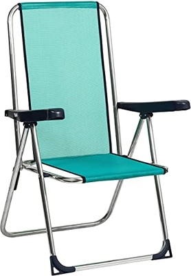 Silla Plegable Playa 5 Posiciones, Hamaca Plegable 5 Posiciones Playa, Silla Plegable Aluminio (Verde)