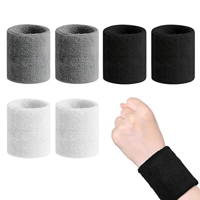 Muñequeras Deportivas, Muñequeras Deportivas de 3 Piezas, Muñequera Transpirable Para el Sudor, Negro, Blanco, Gris