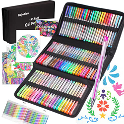 Juego de 145 bolígrafos de gel con purpurina, 72 colores únicos y 72 recambios con 1 libro para colorear para niños, adultos, libros para colorear, di características