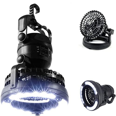 IYFHACS Ventiladores de Camping para Tiendas de campaña, Ventilador de Camping 2 en 1 con luz LED, Linterna de Camping con Ventilador de Techo, Ventil
