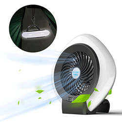 IYFHACS Ventilador de camping 2 en 1 con luz, ventiladores de camping para tiendas de campaña con gancho, 21 luces blancas de alto brillo integradas,  características