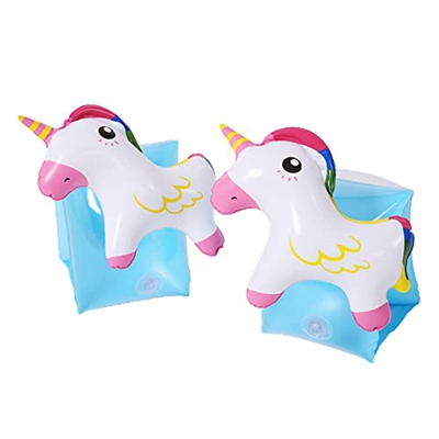Feliciay 2 Piezas Flotadores de Brazos de Natación Brazaletes de Natación Inflables para Niños, Brazaletes de Natación de Unicornio Mangas Entrenadore
