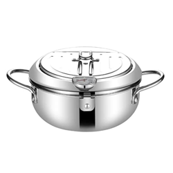 Pot de freidora de freidora de Acero Inoxidable Oncher con Bote de Tapa del Sensor de Temperatura para la Cocina de 20 cm, freidora de Grasa Profunda características