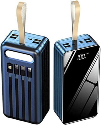 Banco de carga de cargador portátil, batería externa enorme de amplio rango con cable integrado de 4 y 7 puertos, paquete de batería de carga rápida p
