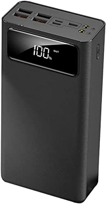 Mommax Cargador de Banco de energía portátil, Cargador de teléfono de Alta Capacidad con Pantalla LED y 4 Salidas de Carga rápida, batería Externa,Neg