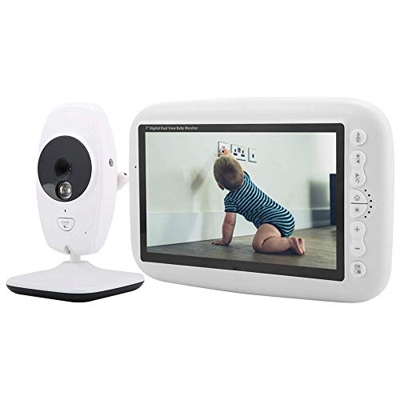 wosume Monitor de bebé, 100-240 V, 7 Pulgadas, Pantalla LCD 720P, cámara IR, Monitor inalámbrico de intercomunicación para bebés, cámara para Mascotas