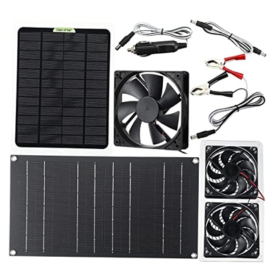 F Fityle Kit de Ventilador de Panel Solar Ventilador Doble con Cable de 1 m para Accesorios de caseta de Pollo para Perros