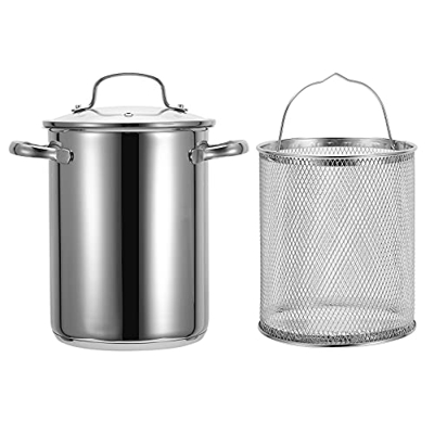 Freidora clásica, freidora de 4.2L Olla de acero inoxidable 304 Sartén profunda multifuncional Utensilios de cocina para el hogar para freír papas fri