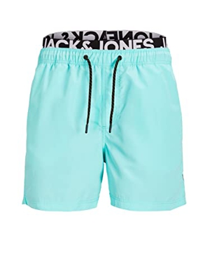 Jack & Jones Jjiaruba Jjswimshorts AKM Db WB Solid Bañadores Ajustados para Hombre, Aruba Blue, L