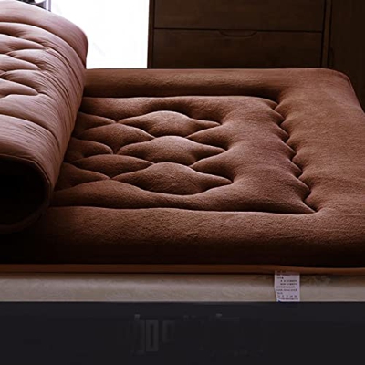V&U Futón De Franela Plegable Colchón De Piso,Comodidad Enrollable Colchones,Espesar Acolchado Almohadilla ​De Colchón para Un Sueño Cálido Y Alivio D