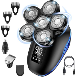 Afeitadoras de cabeza para hombres, afeitadora de cabeza calva 4 en 1 sin cables, IPX6 impermeable, kit de aseo rotativo seco y húmedo con cortaparras precio