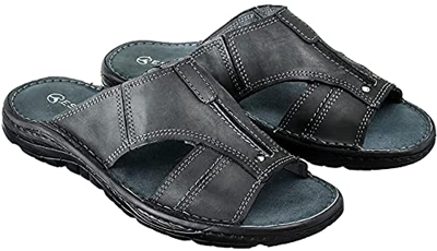 ESTRO Sandalias Hombre Verano Cuero - Chanclas Hombre Sandalias Hombre Cuero con Suela Goma Antideslizante s1 (42 EU, Grafito)