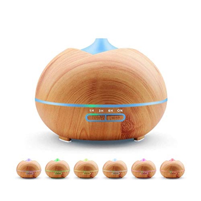 zinhsq Difusores para aceites esenciales, difusor de aceite esencial ultrasónico de 400 ml, humidificador de aromaterapia de niebla fresca de grano de