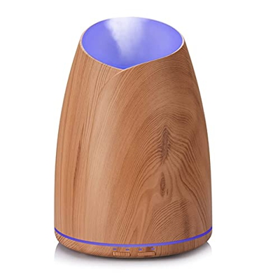 zinhsq Difusor de aceite esencial de aromaterapia 500 ml 12 horas de aroma de grano de madera Difusor con temporizador Humidificador de niebla fresca 
