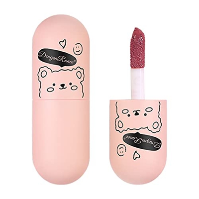 Labiales En Crema Lip Glaze Cute Bear no es fácil de sumergir Copa Lipstick Lip Gloss Makeup Orange Lip Beauty Lip Glaze Lasting Lip Glaze Velvet Lips
