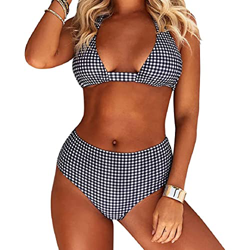 Voqeen Halter Bikini Set para Mujeres Correa Traje de baño Vendaje Bikini de Cintura Alta Conjunto Push Up Dos Piezas Traje de baño Sexy Suave características
