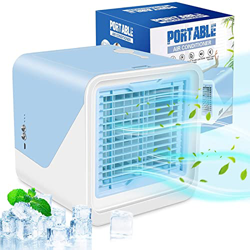 ZLZNX Acondicionadores de Aire portátiles, Mini Aire Acondicionado con luz Nocturna LED, Enfriador de Aire evaporativo con 3 velocidades, 7 Colores, V características