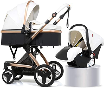 AXWT Sistema de viaje de silla de mesa de cochecito de bebé, sortillo de sorteo de lujo plegable resortes de absorción de choque de sorteo de visión a