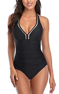 CheChury Bañador para Mujer Halter Cuello en V Traje de Baño de Una Pieza Sexy Trajes de baño de Una Pieza Bañador Halter con Monokini Verano Vacacion