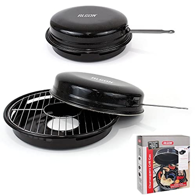 Algon - Churrasquera Grill Apta para Cocina de Gas y Hornillos de Gas. Parrilla Acero Inoxidable Ideal para Carne, Pescado y Verdura. Calor Envolvente