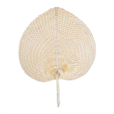 Shenrongtong Natural Dried Palm Leaves, Dry Palm Leaf Fan, Pure Handmade DIY Heart Shaped Bamboo Woven Fan