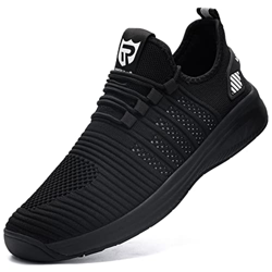 LARNMERN PLUS Zapatillas Impermeables Hombre Ligero Zapatos para Correr Transpirable Casual Gimnasio Sneakers (Negro Blanco,39 EU) en oferta