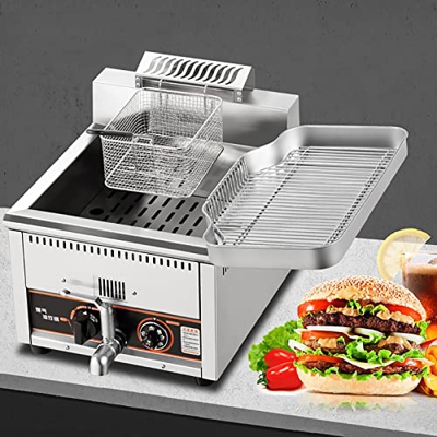 ZYFC Freidora de Gas Comercial, Temperatura Ajustable Freidoras para Exteriores Cuenta con Botones Reguladores, Cestas de Tanque de Aceite de Acero In