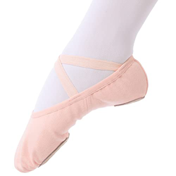 Zapatillas de Danza para niñas Zapatos de Ballet Lona elástica con Suela de Cuero Dividido Negro marrón Rosa Talla 38 en oferta