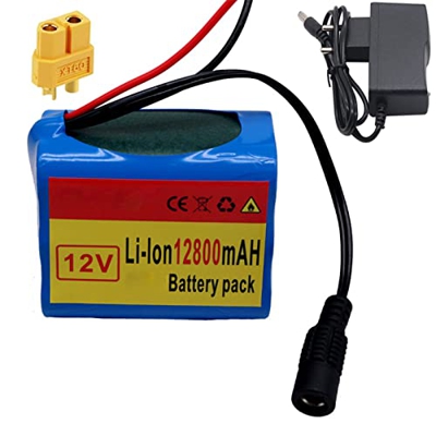 HJGHY 12V 12.8Ah Batería de Iones de Litio E-Bike Bicicleta eléctrica 3S2P 68x38x55mm con Cargador Y BMS, para Motocicletas Eléctricas, Bicicletas Elé