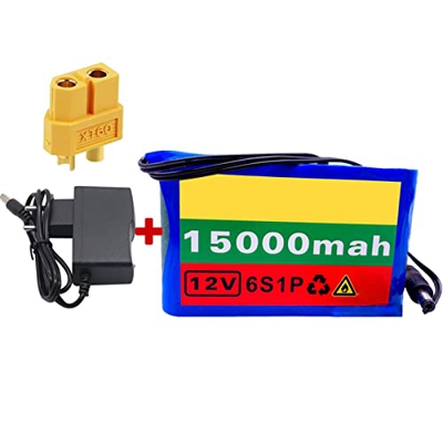 HJGHY 12V 15Ah Li-Ion Batería Bicicleta eléctrica 6S1P E-Bike Batería De Iones De Litio con Cargador Y BMS, para 200W ~ 500W Bike Motor