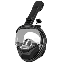 Máscara de snorkel de unisex, superficie plateada con cara completa, protección UV anti-niebla, vista de gran angular Cámara móvil Montaje, canales de en oferta