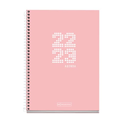 MIQUELRIUS - Agenda septiembre 2022 agosto 2023 - Día Página - Tamaño Plus 15 x 21,3 cm - Bilingüe: español, inglés - School - Rosa