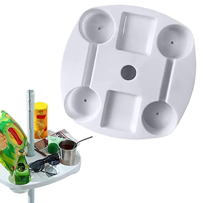 Mgichoom Soporte de Mesa con Paraguas de 14,5 Pulgadas,Mesa para sombrilla de Playa con portavasos y Compartimentos para refrigerios | Soporte de Mesa