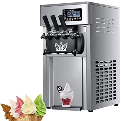 16 l - 18/h acero inoxidable Smoothie Máquina para bebidas congeladas para uso comercial o doméstico, heladera comercial, 3 gustos, conos,