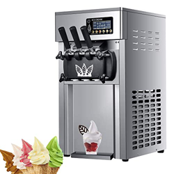 Generic Máquina de helados Commercial 3 Flavors Delicious Cone Ice Maker – Acero inoxidable, 18 l/h Fruit Soft Ice Cream Maker para té de leche, postr características