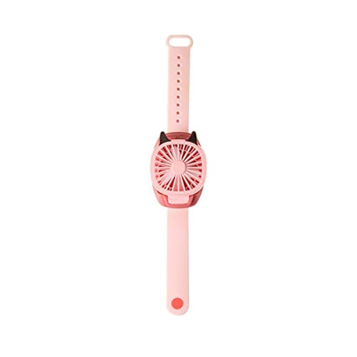 WALLBIG Ventilador de refrigeración Ventilador USB Reloj Carrete de Aire portátil Ajustable Añader con luz Colorida para Viajar al Aire Libre,Rosado