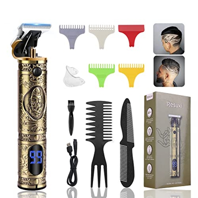 Cortapelos Hombre Profesional,Recortadora de Barba Kit Carga USB,Maquina Cortar Pelo con Pantalla LED,4 Peines Limitados,Trimmer Para Familias y Peluq