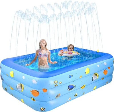 GOLDGE Piscina hinchable rectangular 203 x 120 x 55 cm Piscina infantil para verano, fiesta de juegos, piscina para niños para jardín, patio, exterior